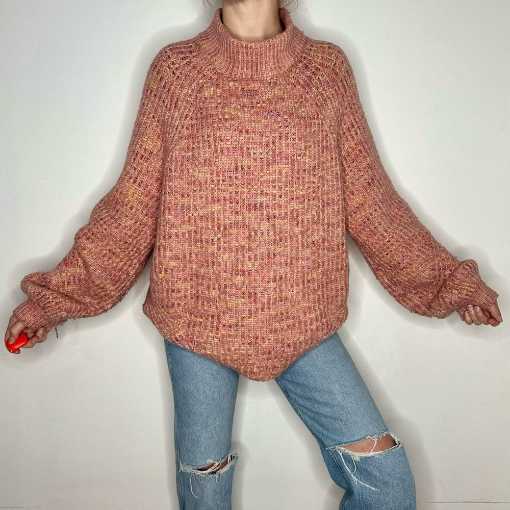 Pink Chunky Knit Crewneck Sweater